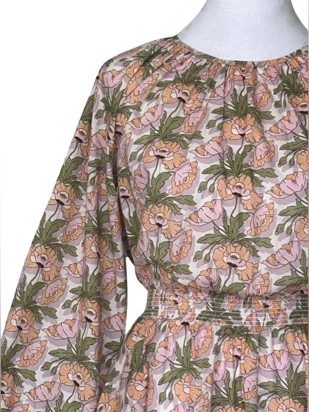 J.Crew Liberty Fabric Floral SmockedMini Dress XXS XS S Long Sleeve Cottagecore